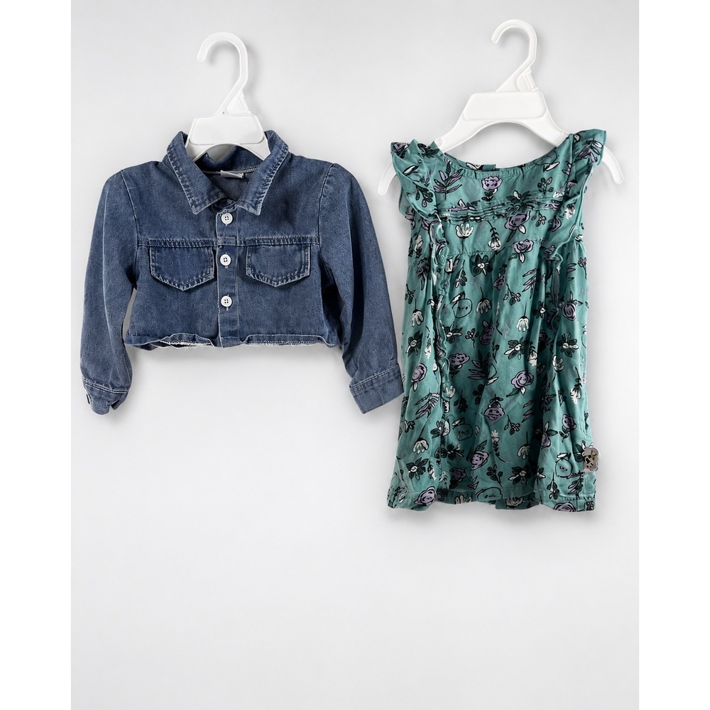 Souris Mini Floral Romper Denim Jacket Set Baby Girl 12-18M